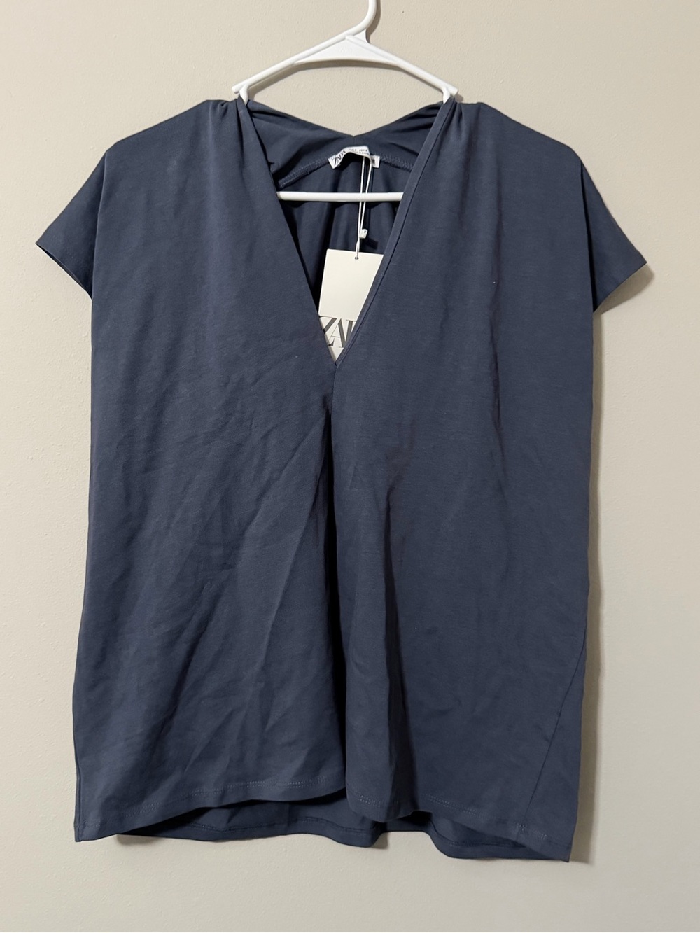 Zara Short Sleeve Blue Gray Top Women’s Size Small NWT